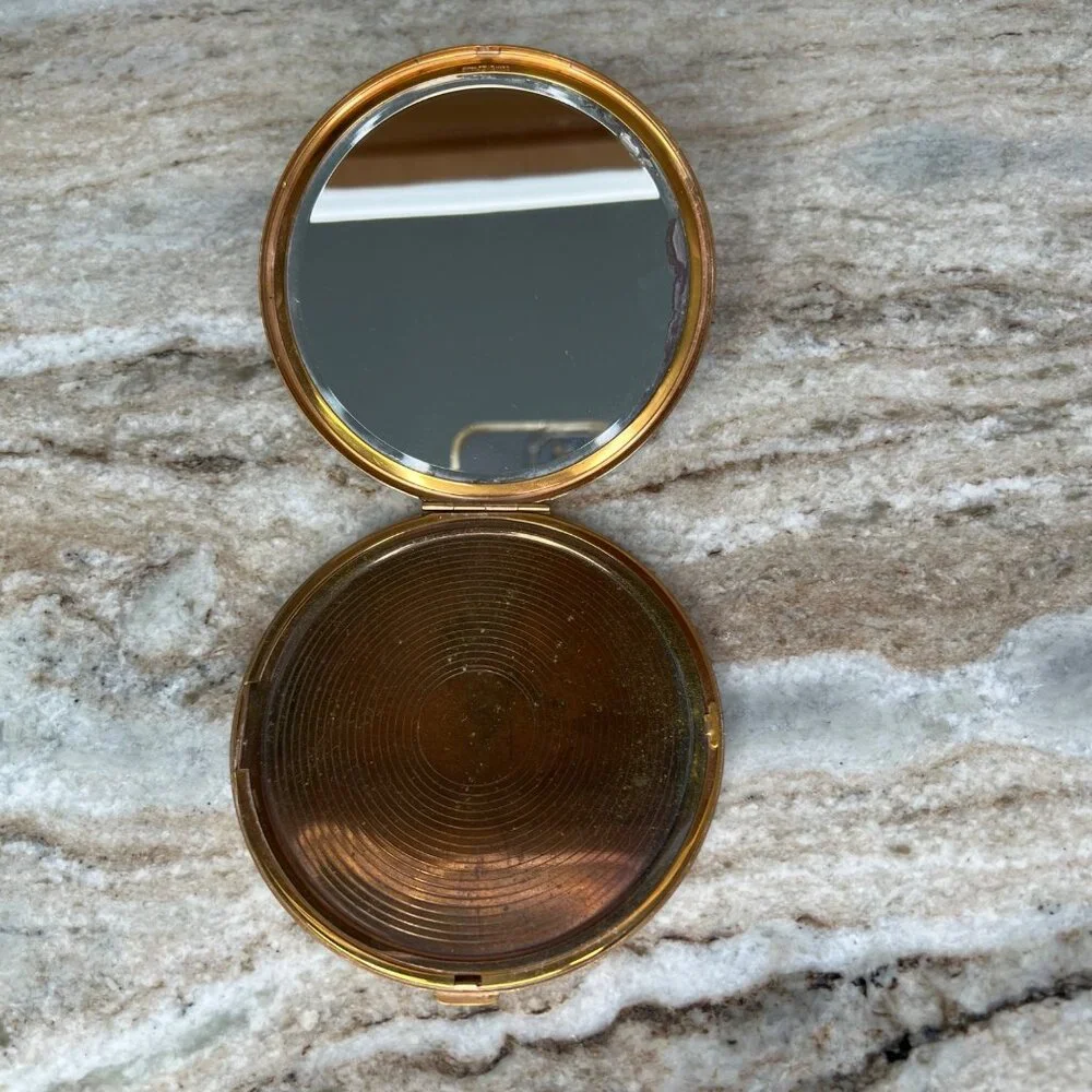 Vintage MCM Makeup Vanity Powder Compact Mirror Art Deco